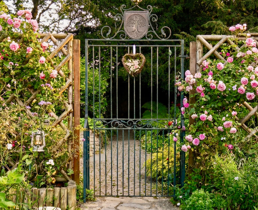 A cream envelope and a floral invitation